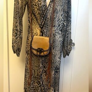 Vintage leather small cross body shoulder bag purse